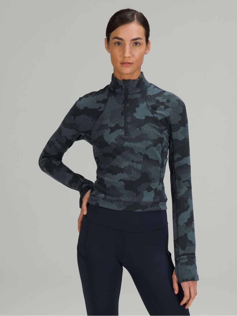 Lululemon Its Rulu Run Cropped Half-Zip
Heritage Speckle Camo Jacquard True Navy
